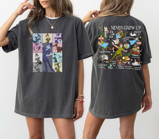 Vintage Peter Pan Never Grow Up Shirt, Peter Pan Tour Shirt, Tinker Bell Wendy Flight Neverland Shirt, Disneyland Family Trip Shirt