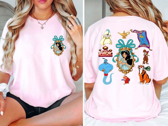 Vintage Jasmine Coquette Mirror Shirt, Princess Jasmine Bow  Shirt, Disney Castle Girls Trip T-shirt, Disney World Shirt