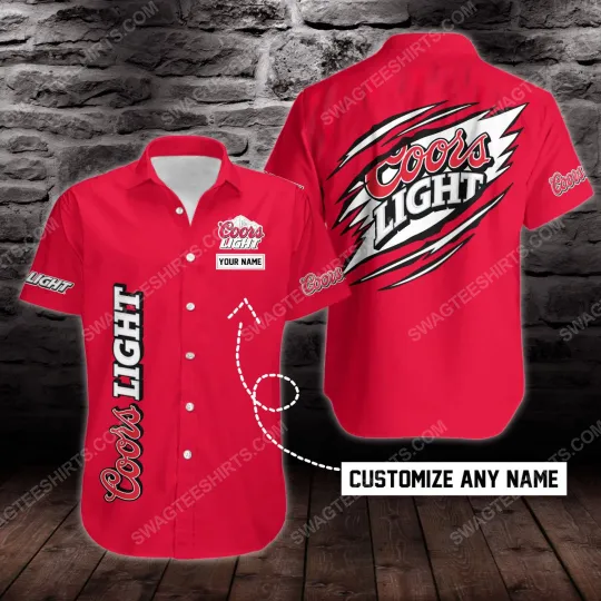 Custom Name CCOORS Light Beer Short Sleeve Hawaiian Shirt