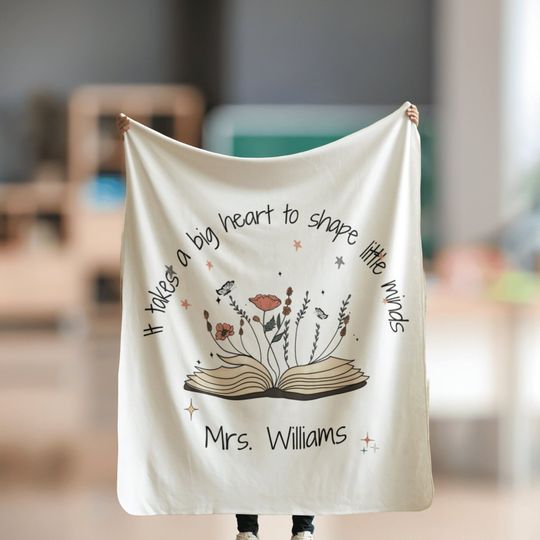 Teacher Appreciation Gifts, Custom Thank You Gift for Teacher Blanket, Personalized Cozy Class Year End Keepsake, Inspirational Quote Gift