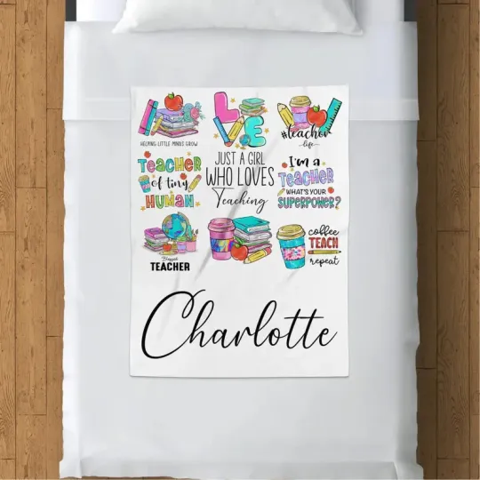 Fleece Blanket Custom Name Blanket Back To School Teacher Appreciation Gifts 20