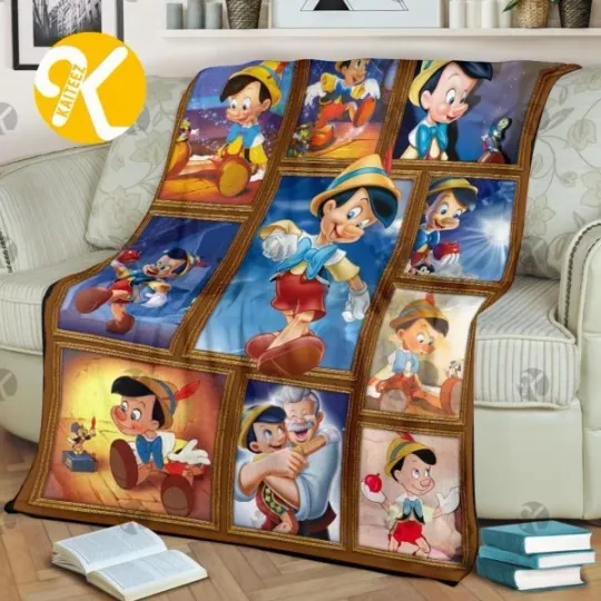 Pinocchio Blankets, Pinocchio Cartoon Movie Fleece, Sherpa Blanket