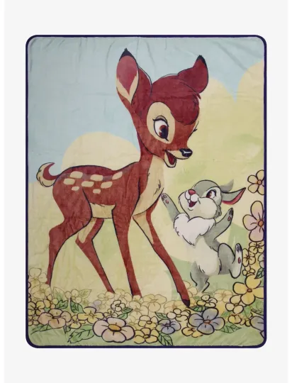 Disney Bambi Throw Blanket 50x60 Bambi Thumper Floral Soft Fleece New