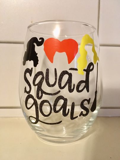 Hocus Pocus Inspired Wine Glass, Squad Goals Wine Glass, Halloween Wine Glass, Fall Wine Glass, Hocus Pocus, I Put a Spell on You, Halloween