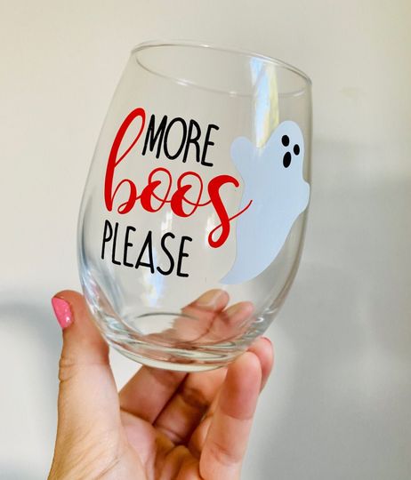 More Boos Please Wine Glass, Halloween Wine Glass, Ghost Wine Glass, Boos Wine Glass, More Booze Please, Halloween Gift, Funny Wine Glass