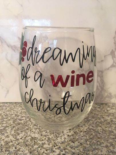Dreaming of a Wine Christmas Wine Glass