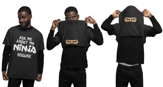 Funny Kids T Shirt Ask Me About My Ninja Disguise Flip Tee With Eyes Inside joke tops for children