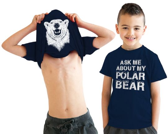Polar Bear Shirt, Youth Bear Flip Shirt, Kids Ask Me About my Polar Bear Shirt, Funny Bear Shirts, Bear Gifts, Kids Bear Shirt, Bear Clothes