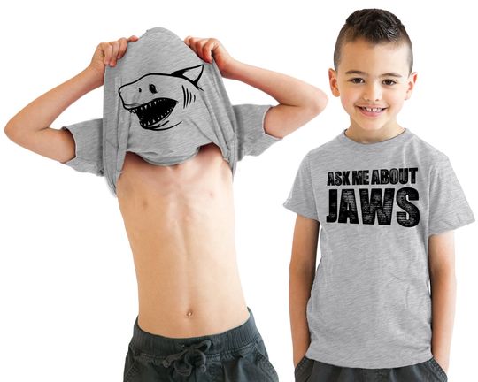 Kids Jaws Shirt, Youths Shark Flip Shirt, Kids Ask Me About Jaws Shirt, Funny Shark Shirts, Shark Lover Gifts, Shark T Shirt Child