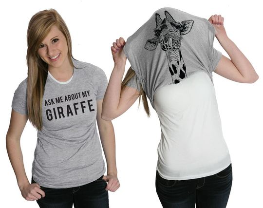 Funny Giraffe Shirt, Giraffe Flip Shirt, Animals T Shirt, Funny Womens Shirt, Cool Shirt, Ask Me About My Giraffe Flip Shirt, Giraffe Gift