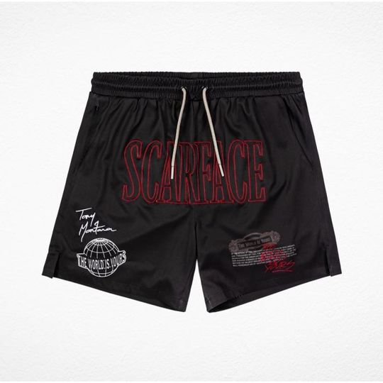 Men's Scarface Black Tony Montana Mesh Shorts