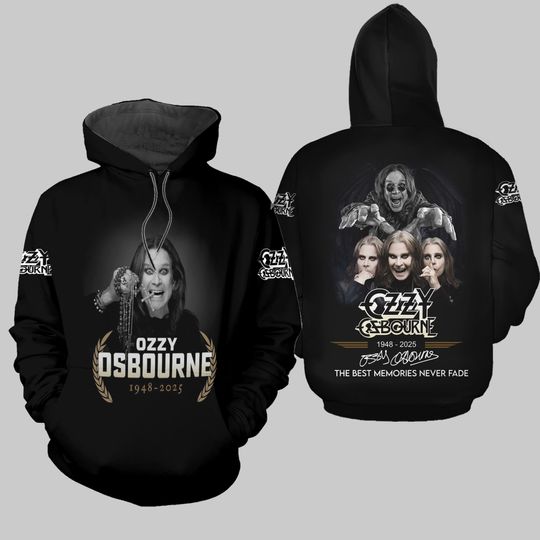 Ozzy Osbourne 3D Hoodie Thanks for memories 1948-2025