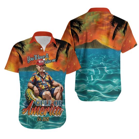 Trump Hawaiian Shirt, Chillin Like a Felon Trump Hawaii Shirt, Gulf Of America Support Trump Hawaii