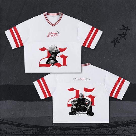 Breezy Bowl 25 Mesh Baseball Jersey - Chris Brown Tour Unisex V-Neck Crop Top Summer 2025