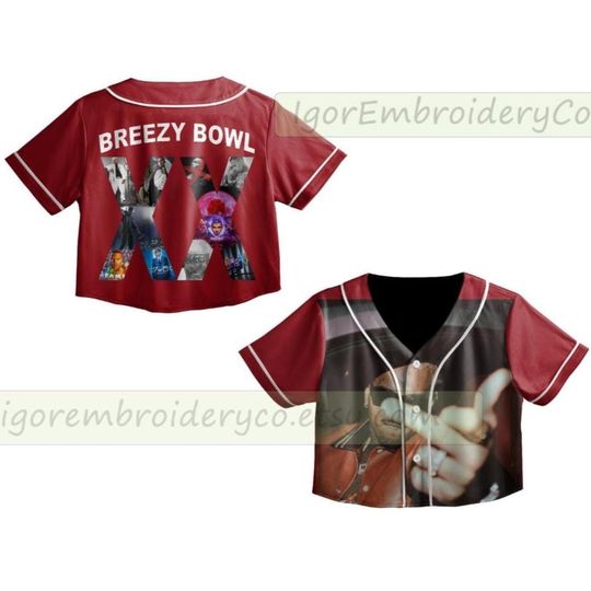 Chris Brown Crop Top Baseball Jersey, Chris Brown Tour Jersey, Breezy Bowl XX 2025 Shirt, Chris Brown Shirt, Breezy Bowl Tee