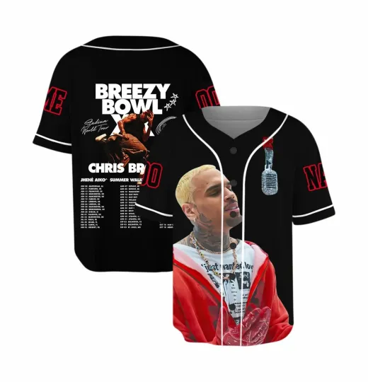 Chris Brown Breezy Bowl Baseball Jersey, Personalized Chris Brown Tour Jersey