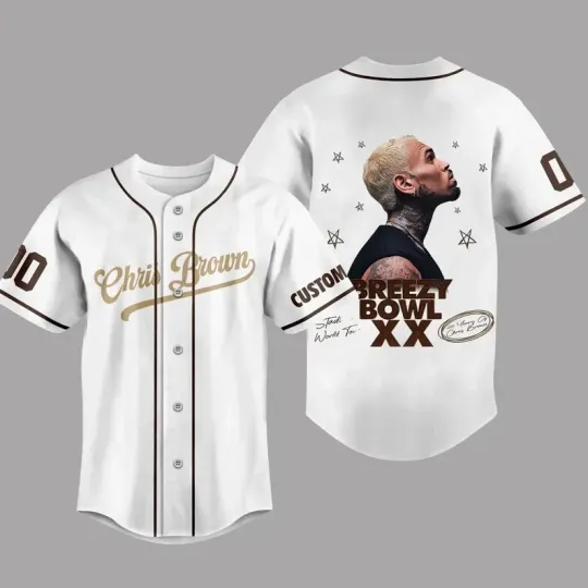 Personalized Chris Brown Jersey, Chris Brown Breezy Bowl XX Baseball Shirt Gift