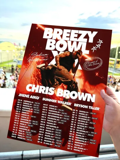 Breezy Bowl XX Stadium World Tour 20 Years of Chris Brown Poster