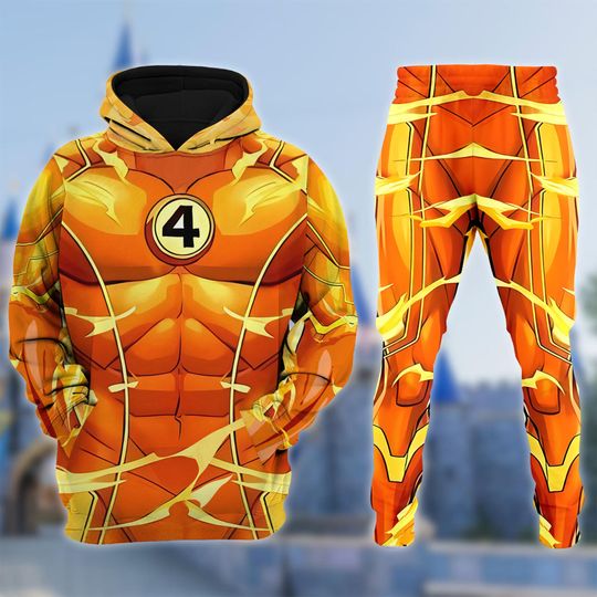 Johnny Storm Human Torch 3D Hoodie, Fantastic Four First Steps Hoodie Joggers Sets, Avengers Costume Shirt, Super Hero Cosplay Costume Tee