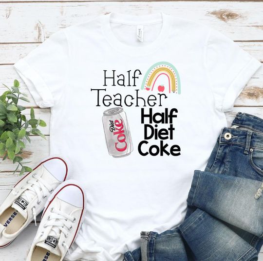 Half Teacher Half Diet Coke Tee, Unisex Jersey Short Sleeve Tee