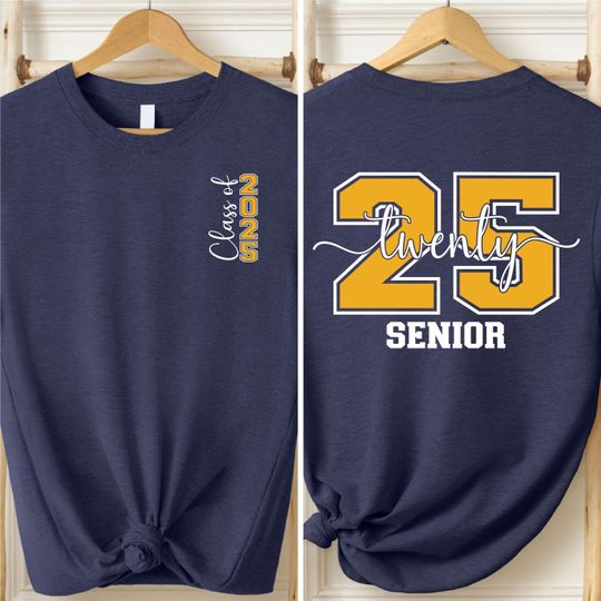 Class of 2025 Senior Graduation T-Shirt, Front & Back Print Graduation Shirt