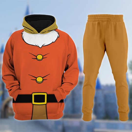 Snow White and Seven Dwarfs Costume Cosplay 3D Hoodie Joggers Sets, Doc Dwarf Halloween Costume Shirt, Princess Cosplay All Over Print 3D Group Matching