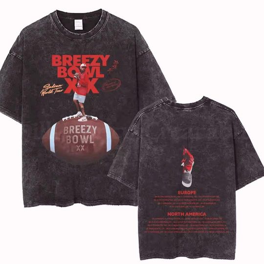 Chris Brown Breezy Bowl XX 2025 Tee Vintage Washed Tour Merch