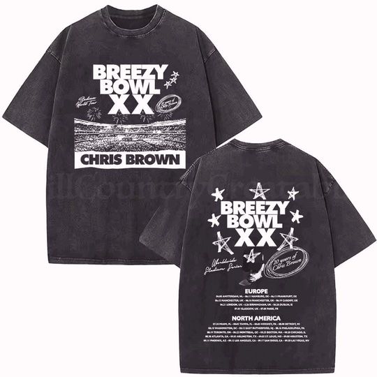 Chris Brown Breezy XX Tour 2025 Shirt Vintage Washed Graphic Tee