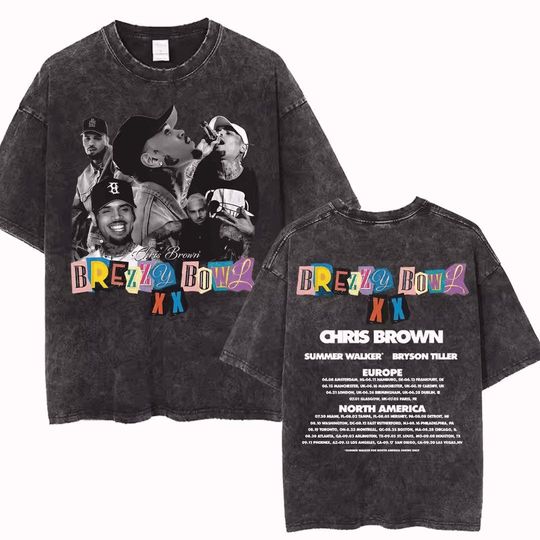 Chris Brown Tour Shirt Gothic Breezy Bowl XX Hip Hop Vintage Tee