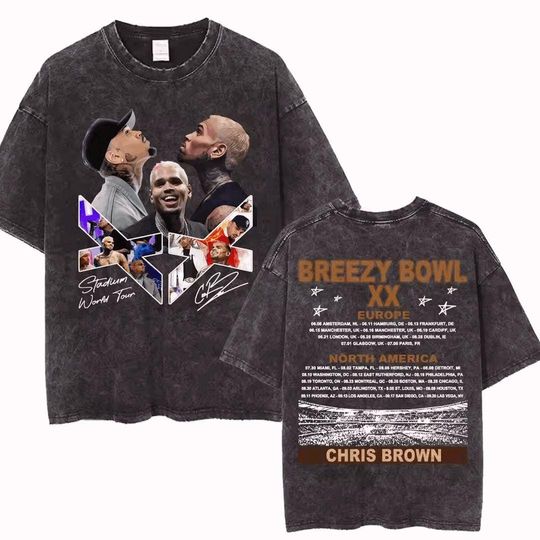 Chris Brown Breezy Bowl XX Shirt Washed Tour Tee Vintage Style