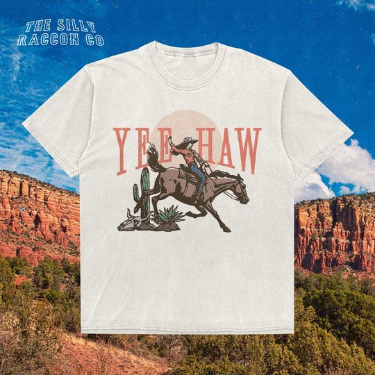 Western Graphic Tee, Yeehaw Cowgirl Oversized Shirt for Women