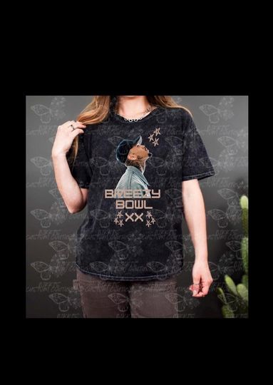 Breezy Bowl XX Vintage Tee, Chris Brown Shirt, Breezy Bowl Tee, Vintage Style Graphic Tee, Black Mineral Wash Tshirt