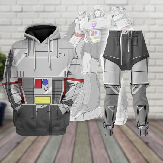 Megatron Transformers Costume Hoodie Jogger, Decepticon 3D Outfit, Robot Cosplay Tracksuit, Halloween Villain Cosplay Hoodie