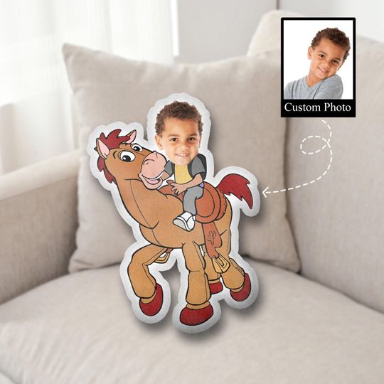 Personalized Toy Story Bullseye Pillow, Custom Photo Kids Face Pillow, Disney Bullseye Pillow, 3D Ugly Pillow, Shaped Pillow, Stuffed Decor