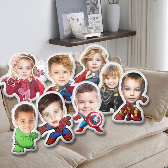 Custom Face Superhero Pillow, Funny Ugly Pillow, Birthday Boy Gift, Super hero Toy, 3D Pillow from photo, Kids Shaped Pillow, Stuffed decors