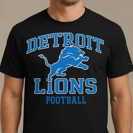 Detroit Fan Gear Football Graphic T Shirt | Game Day Team Apparel Tee for Men & Women