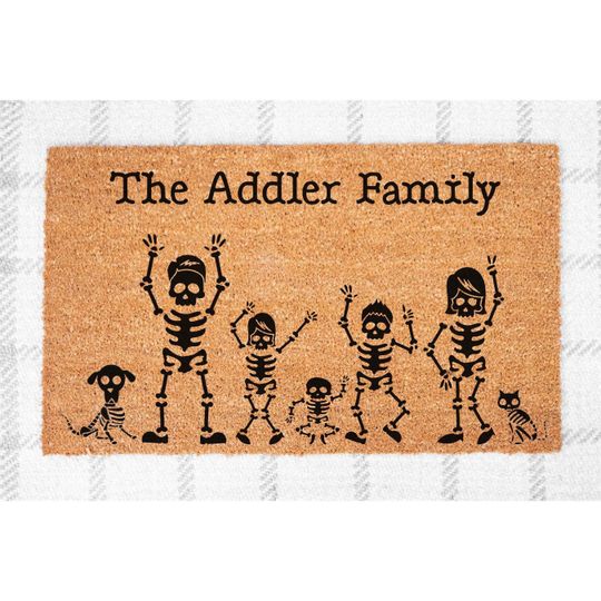 Custom Doormat Skeleton Family Halloween Decor Gift For Candy Gift For Halloween Gift For Vampire Gift For Halloween Jewelry Gift For 5163