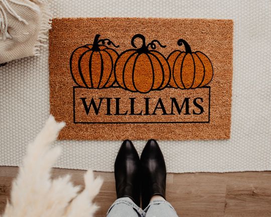 Personalized Fall Doormat, Custom Doormat Fall Decor Doormat Welcome Mat Personalized Door Mat Halloween Front Door Decor Autumn Decor Mat