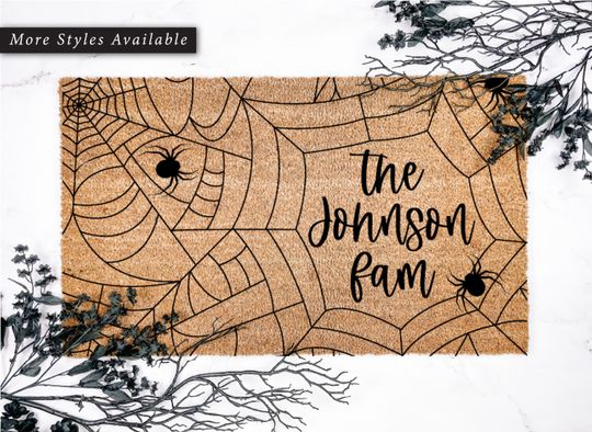 Spider Web Personalized Halloween Doormat, Halloween Decor, Fall Decor, Welcome Mat, Custom Gift, Housewarming Gift, Front Door mat