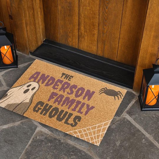 Custom Family Ghouls Halloween Doormat - Personalized Spooky Entrance Mat