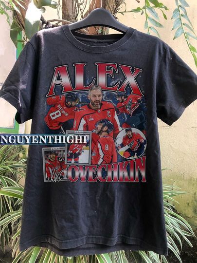 Alex Ovechkin Shirt Vintage 90s Washington Capitals NHL Hockey Design Retro Bootleg Gift Classic Graphic Tee Unisex T-Shirt