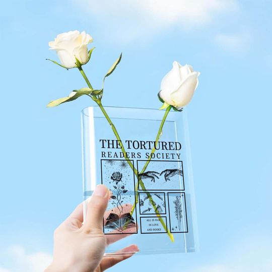 Readers Acrylic Book Vase, The Tortured Readers Society Books Gifts, Book Shaped Flower Vase, Gift for Book Lover