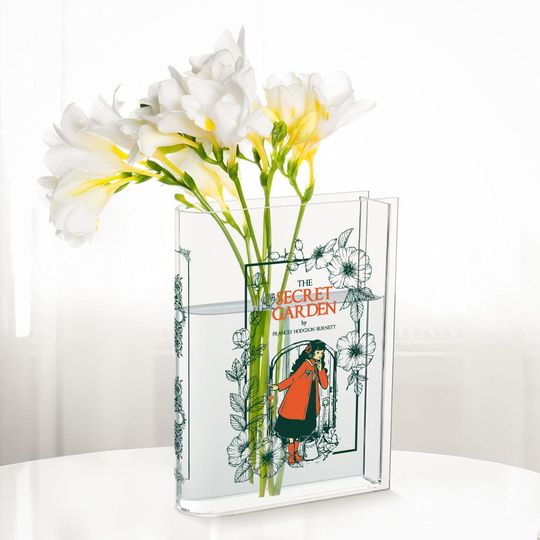 The Secret Garden Acrylic Book Vase, Acrylic Book Vase, Little Women Acrylic Book Vase, Book Shaped Flower Vase, Bookish Gift