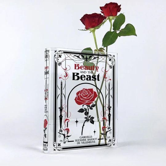Beauty and the Beast Acrylic Book Vase - Home Decor Gifts for Book Lovers and Readers, Bookish Gift for Special Occasions, Mother's Day Gift