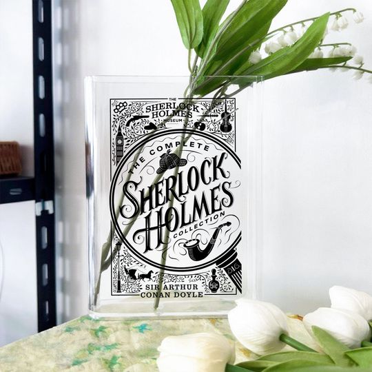 The Adventures of Sherlock Holmes Acrylic Book Vase, Vintage Bookish Vase, Home Decor Gift for Book Lovers and Readers, Bookish Gift