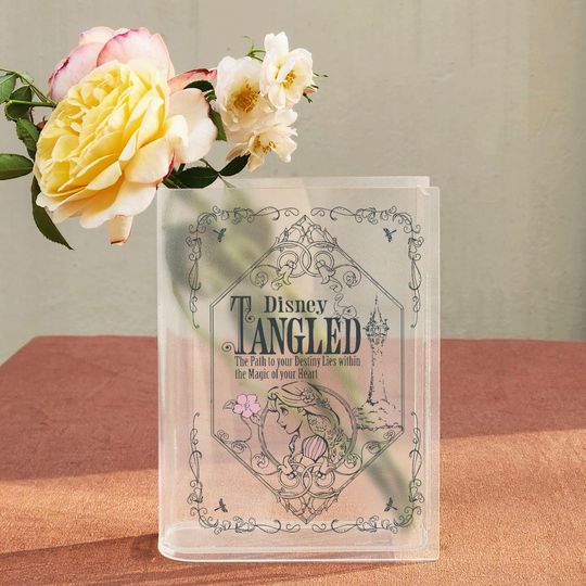 Disney Tangled Vase, Rapunzel Fairy Tale Book Art, Disney Princess Shelf Vase, Enchanted Floral Decor, Vintage Princess Shelf Vase