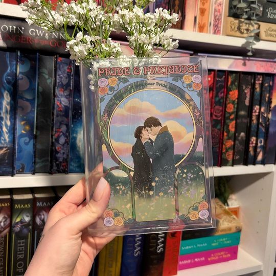 Pride and Prejudice Book Vase, Romantic Acrylic Book Vase, Classic Couple Illustration Vase, Book Shaped Vase, Jane Austen Decor
