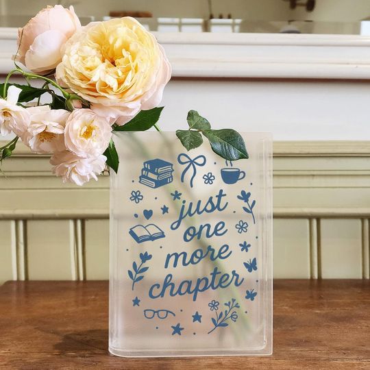 Just One More Chapter Book Vase, Bookish Acrylic Vase Decor, Cozy Reading Decor, Bookish Room Accent, Book Lover Shelf Vase