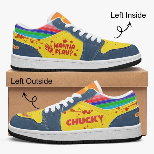 Chucky Movie Inspired Low-Top Leather Shoes | Horror Character Sneakers for Fans