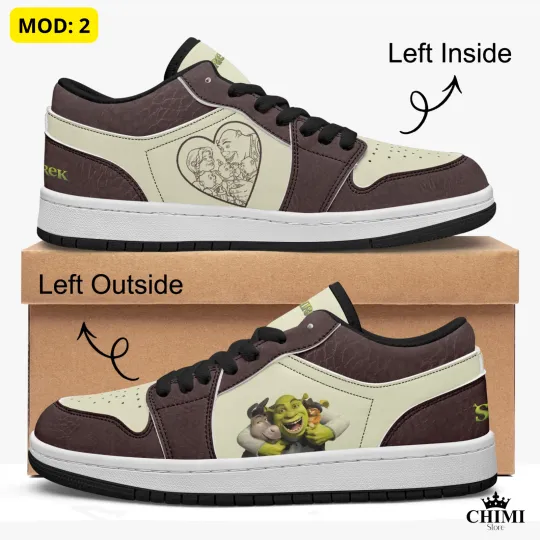 Custom Shrek Leather Low Top Sneakers, New 2025 Comic Collectible Sneakers